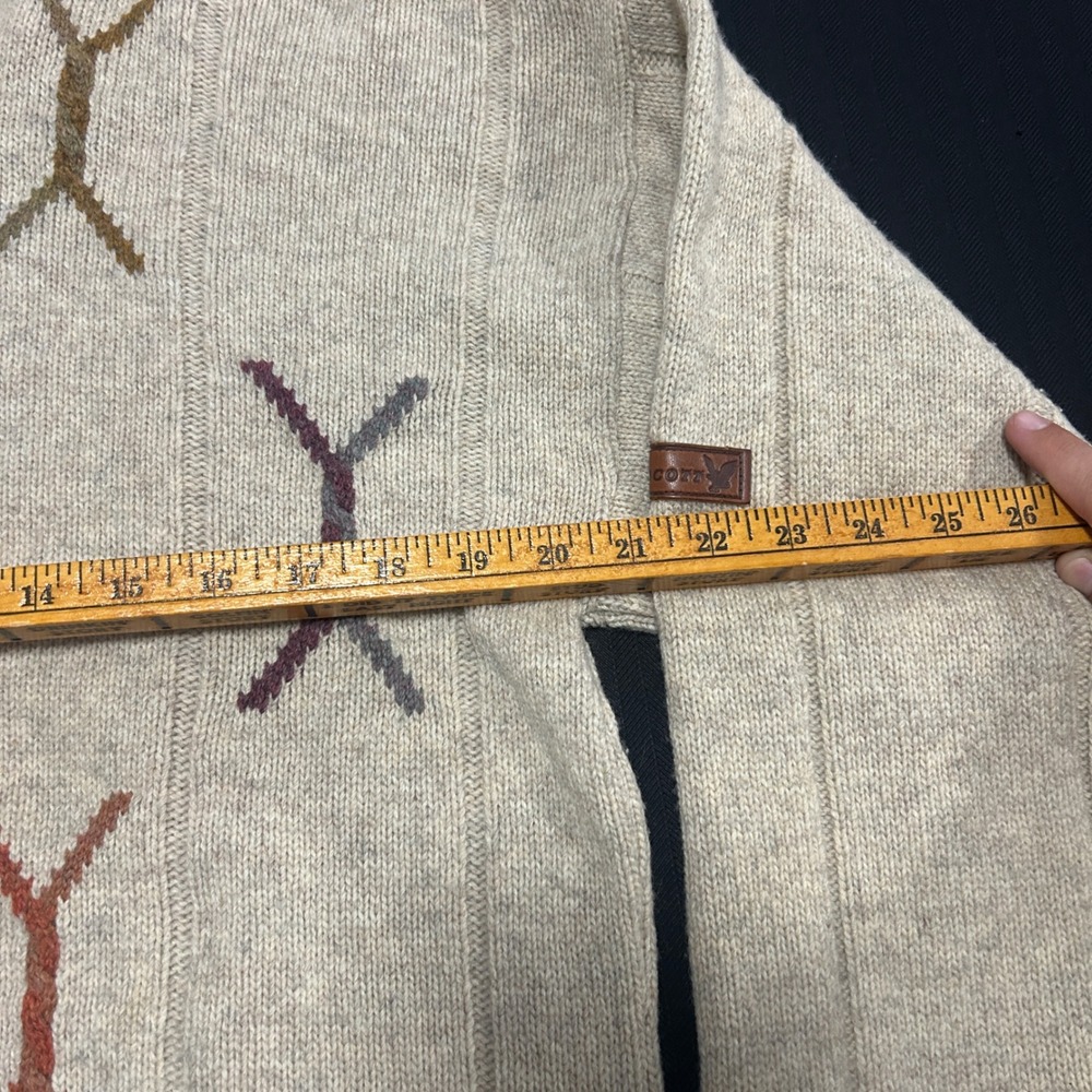 Lyle & Scott Vintage Lambswool Sweater Mens Medium Beige Intarsia Made in NZ - Picture 4 of 6
